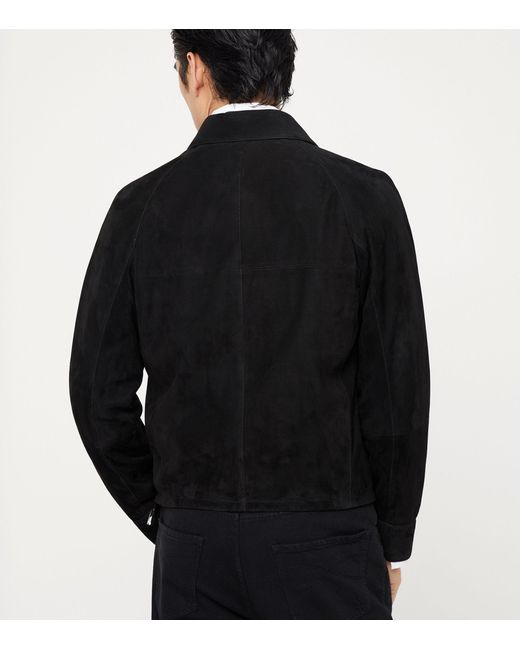 Brunello Cucinelli Black Suede Flap-pocket Jacket for men