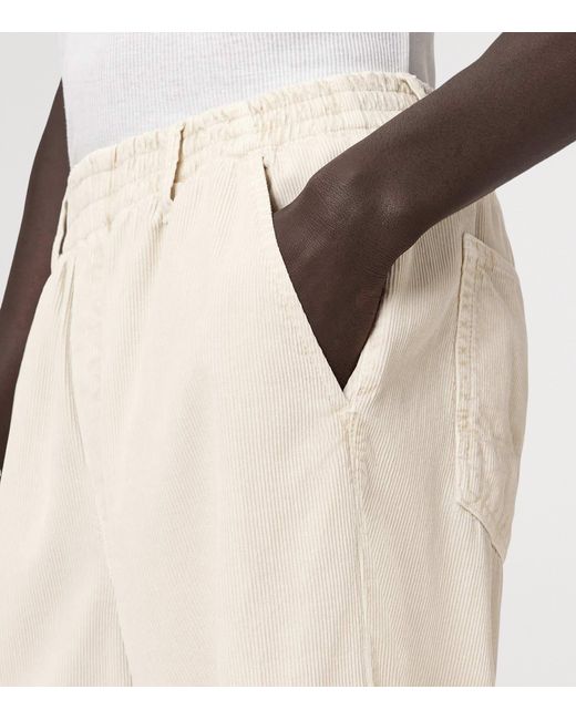 AllSaints White Corduroy Sabbath Wide-Leg Trousers for men