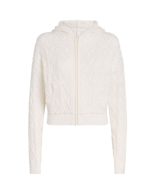 Skims White Cable-Knit Snow Bunny Zip-Up Hoodie