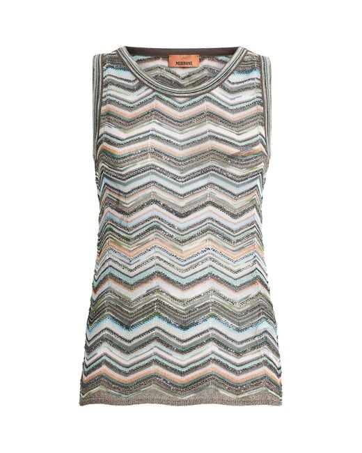 Missoni Gray Sequin Chevron Tank Top
