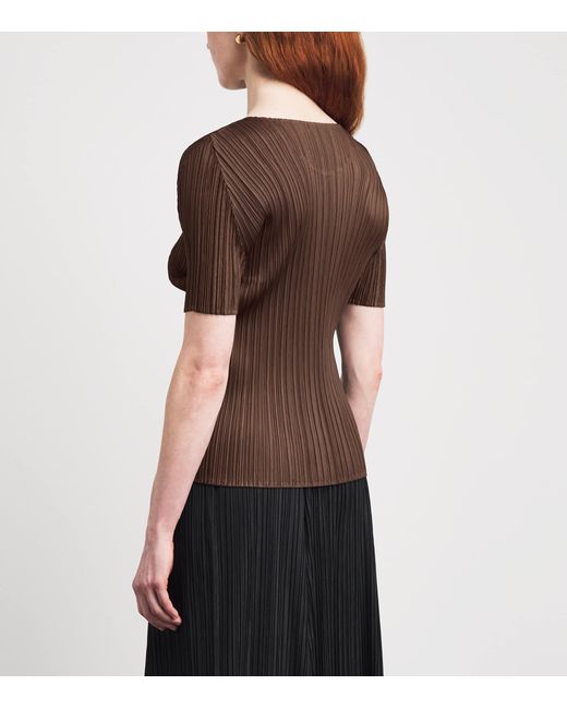 Pleats Please Issey Miyake Brown Short-Sleeve New Colorful Basics 4 Top
