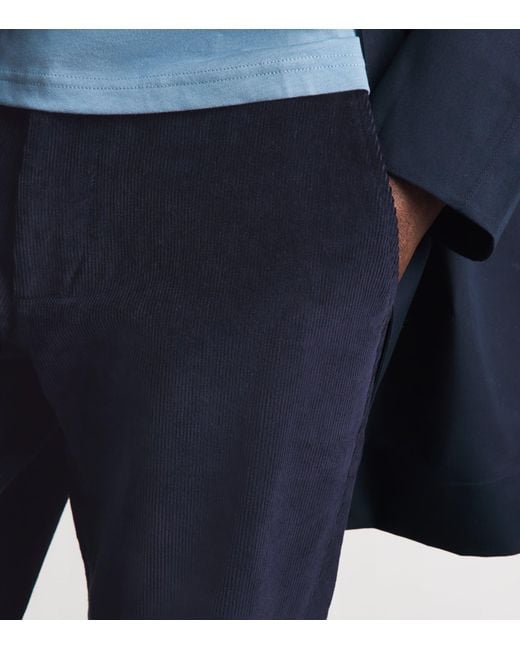 Barbour Blue Stretch-Cotton Corduroy Tailored Trousers for men