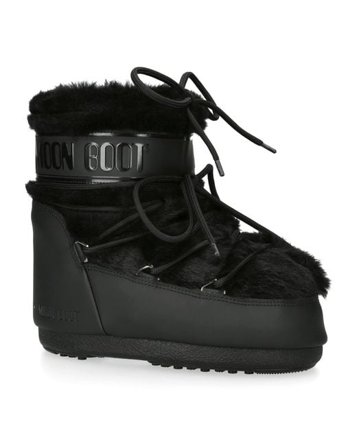 Moon Boot Black Faux Fur Icon Low Ankle Boots