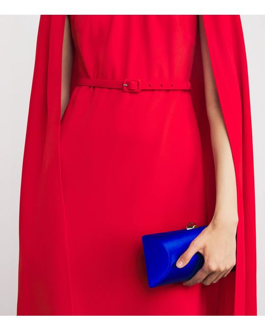 Roland Mouret Red Cady Caped Midi Dress