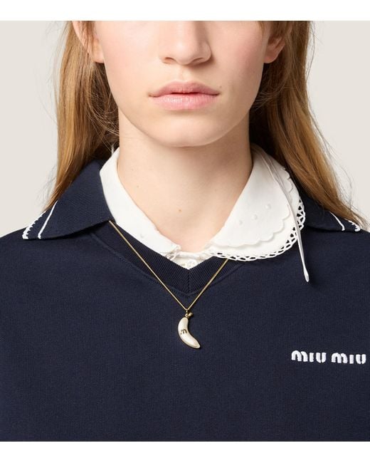 Miu Miu Metallic Pearlised Pendant Necklace