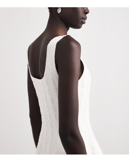 Sandro White Beaded Knit Mini Dress