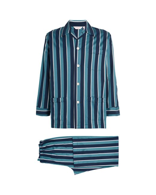 Derek Rose Blue Classic Stripe Pyjama Set for men