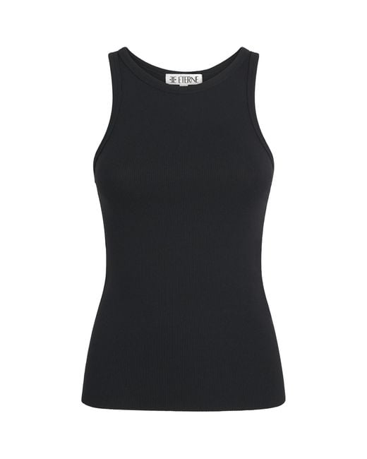 ÉTERNE Black Ribbed Tank Top