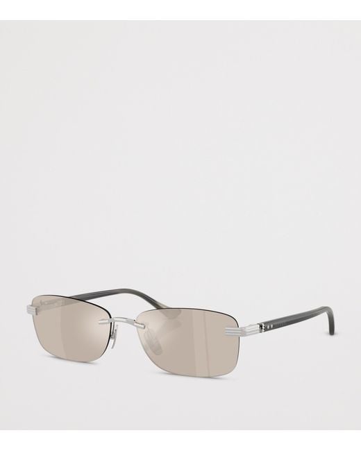 Ferrari Metallic Titanium Rimless Rectangular Sunglasses