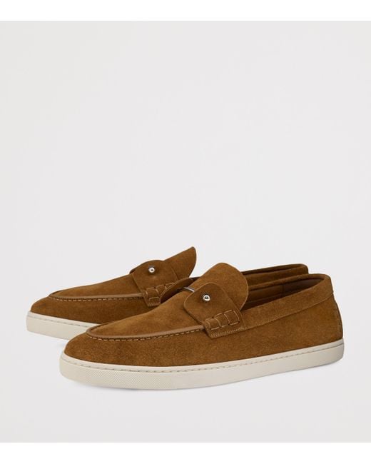 Christian Louboutin Brown Chambeliboat Leather Boat Shoes for men