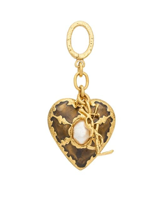 Saint Laurent Metallic Cassandre Heart Bag Charm