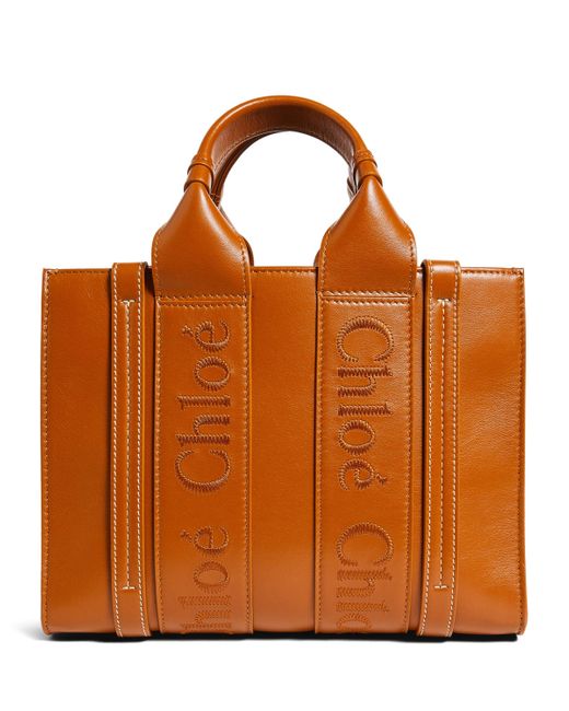 Chloé Brown Small Leather Woody Tote Bag