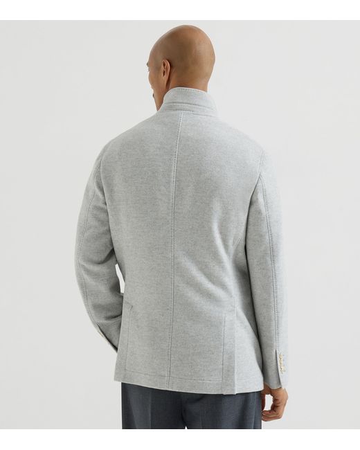 Brunello Cucinelli Gray Water-Resistant Cashmere Blazer for men