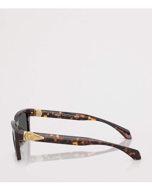 Versace Gray Tortoiseshell Rectangular Sunglasses for men