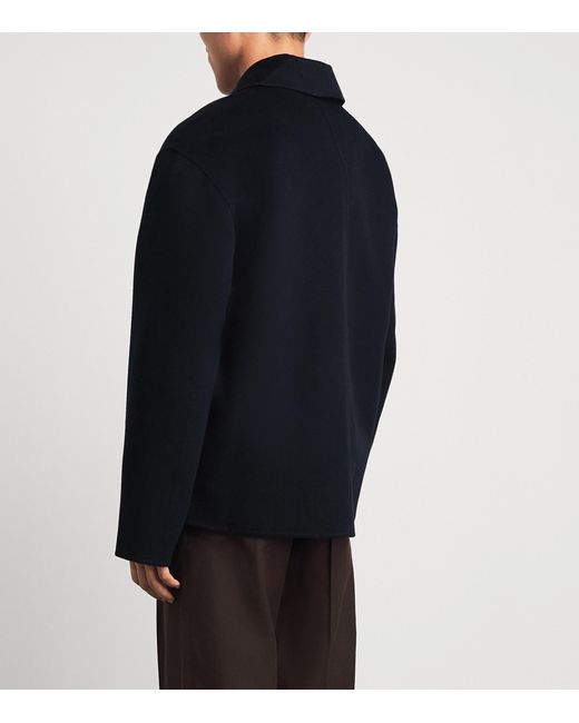 Commas Blue Wool-Cashmere Embroidered Jacket for men