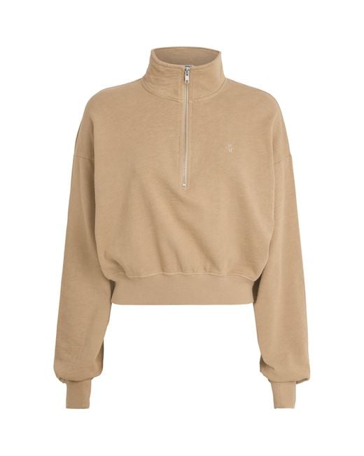 ÉTERNE Natural Cropped Half-Zip Sweatshirt