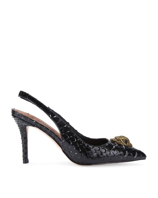 Kurt Geiger Black Snake-Effect Belgravia Slingback Pumps
