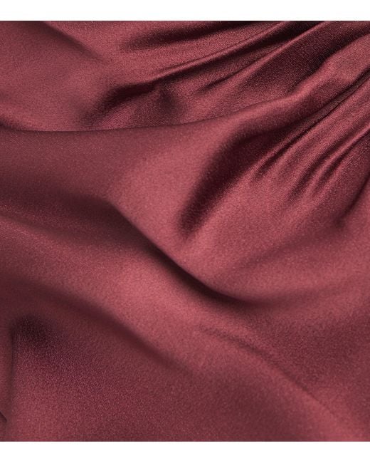 Victoria Beckham Red Satin Asymmetric Draped Midi Dress