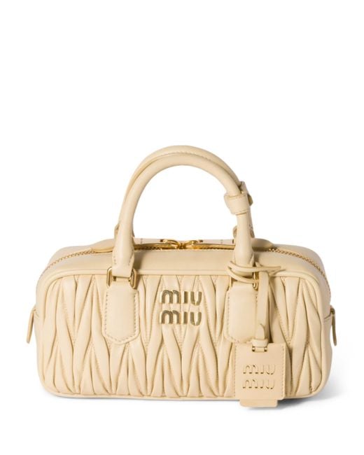 Miu Miu Natural Matelassé Leather Arcadie Top-Handle Bag