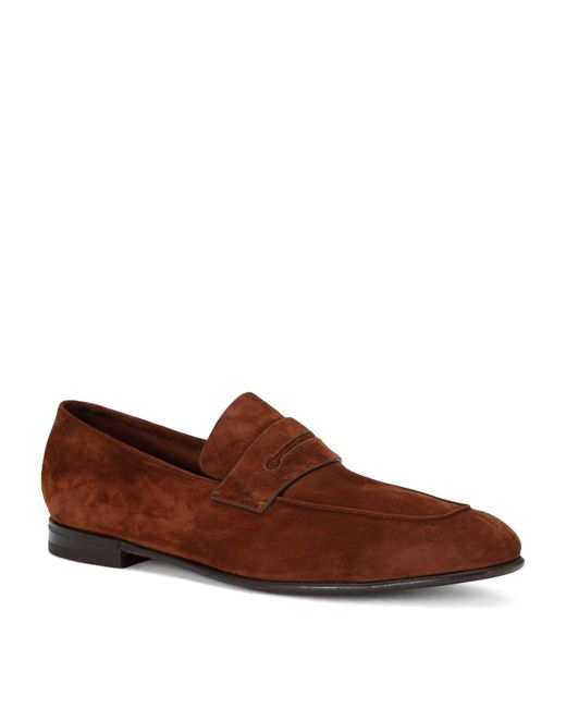 Zegna Brown Suede L'asola Loafers for men