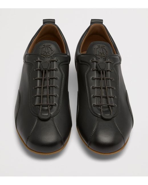 Dunhill Black Leather Davies Automotive Sneakers for men