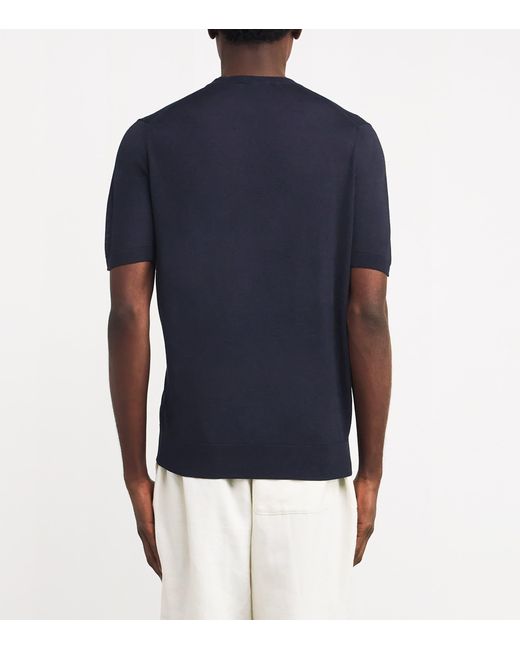 Colombo Blue Cashmere-Silk T-Shirt for men