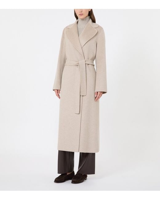 Max Mara Natural Virgin Wool-Cashmere Belted Coat