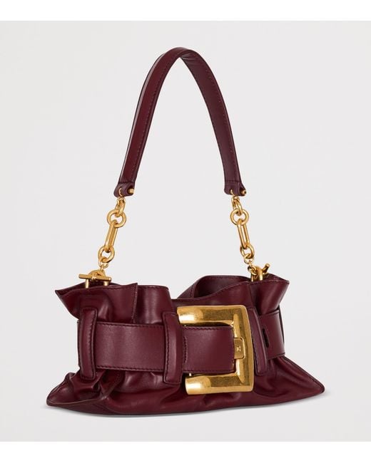 Balmain Purple Mini Leather Anthem Shoulder Bag