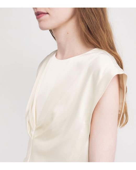 Sandro White Satin Pleated Crop Top