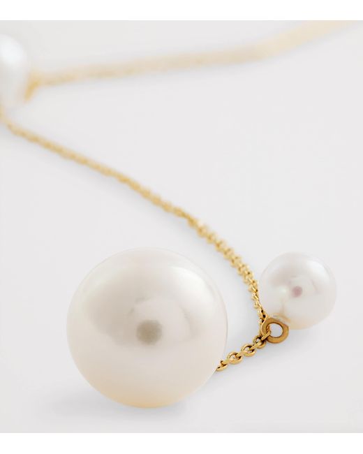 Sophie Bille Brahe Metallic And Pearl Trois Moon Necklace