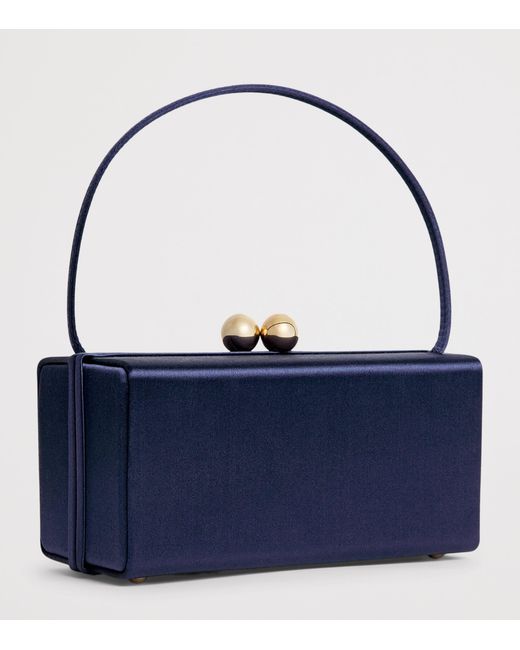 Carolina Herrera Blue Satin Mimi Top-Handle Bag