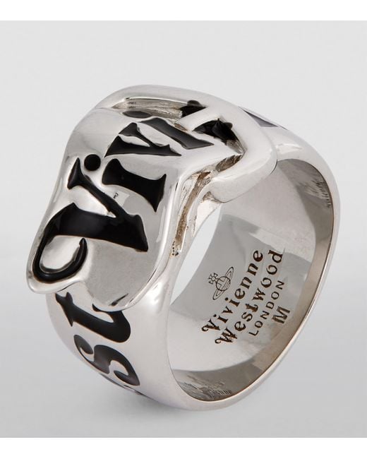 Vivienne Westwood Black Belt Ring for men