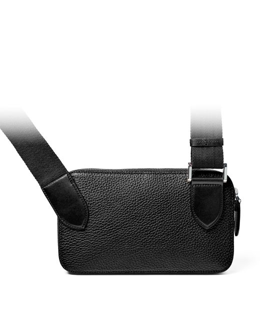 Aspinal Black Leather Reporter Compact Belt Bag for men