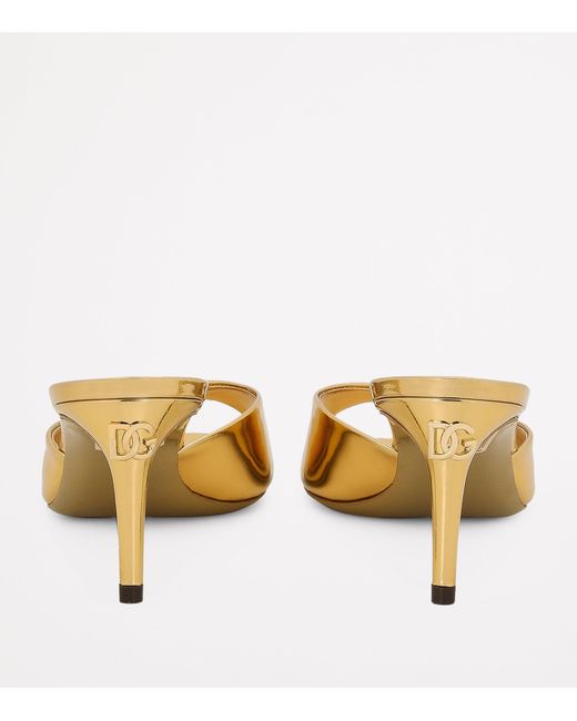 Dolce & Gabbana Metallic Patent Leather Mules 60