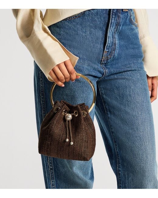 Jimmy Choo Brown Bon Bon Woven Top-Handle Bag