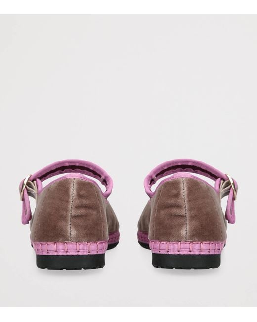 Flabelus Pink Velvet Odiseo Mary Janes