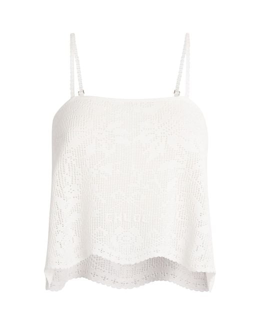 Chloé White Pointelle Knit Crop Top