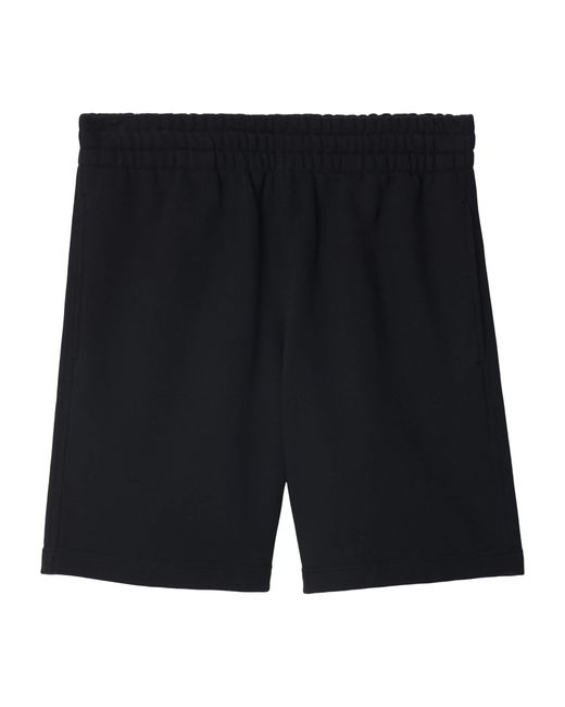 Burberry Black Cotton Check Logo Shorts for men