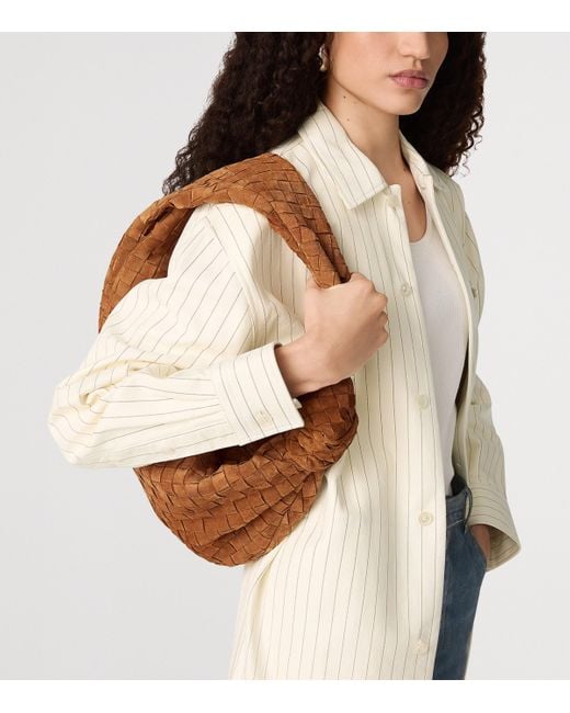 Bottega Veneta Brown Suede Jodie Top-Handle Bag