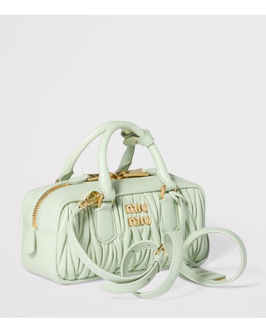 Miu Miu Green Nappa Leather Matelassé Arcadie Top-Handle Bag