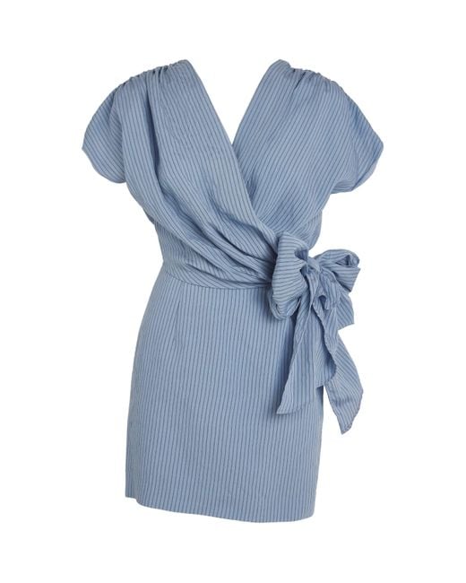 Claudie Pierlot Blue Striped Wrap Mini Dress