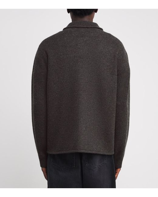 FRAME Black Yak-Merino Wool Cardigan for men