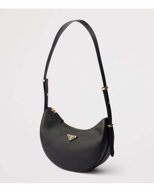 Prada Black Small Leather Arqué Shoulder Bag