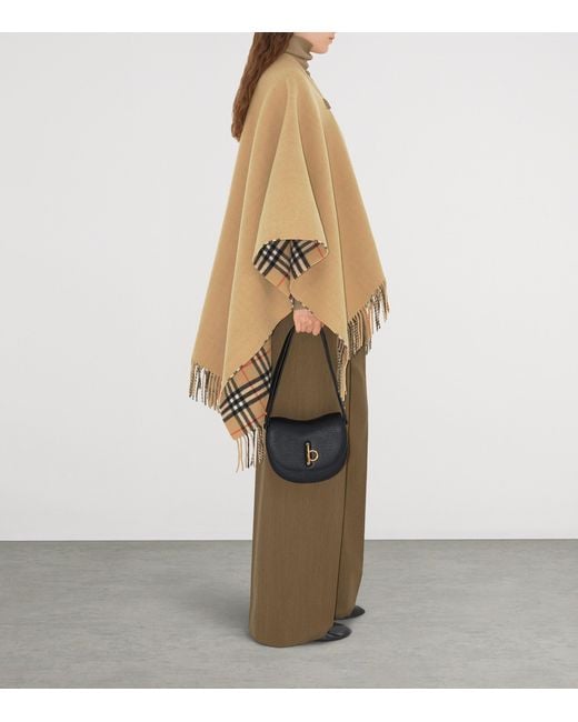 Burberry Natural Wool Check-Lined Cape