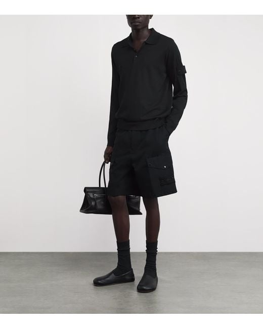 Stone Island Black Virgin Wool Ghost Polo Sweater for men
