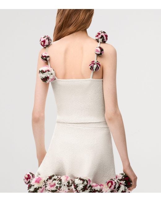 Loewe White X Paula's Ibiza Cotton-Blend Floral Pom-Pom Top