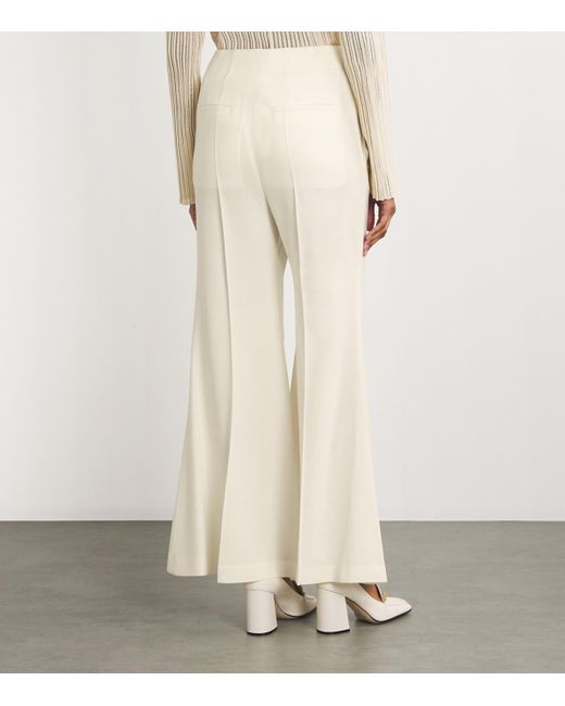 Victoria Beckham White Virgin Wool Kick Trousers