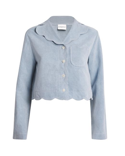 Claudie Pierlot Blue Denim Scalloped Jacket