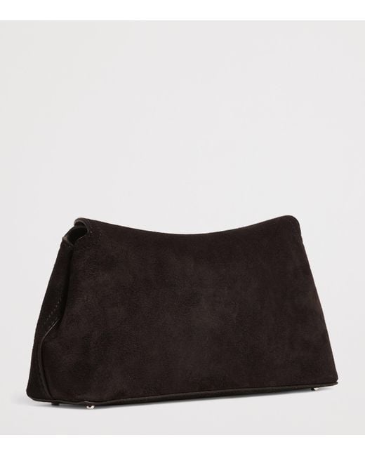 Totême Black Suede T-Lock Clutch Bag