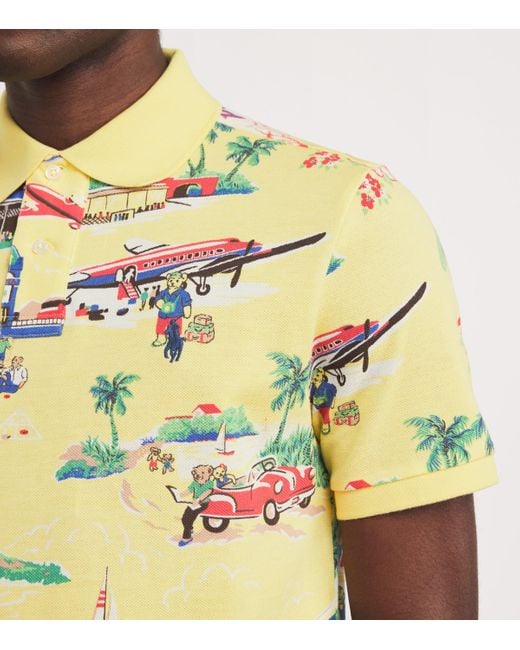 Polo Ralph Lauren Yellow Cotton Scenic Print Polo Shirt for men